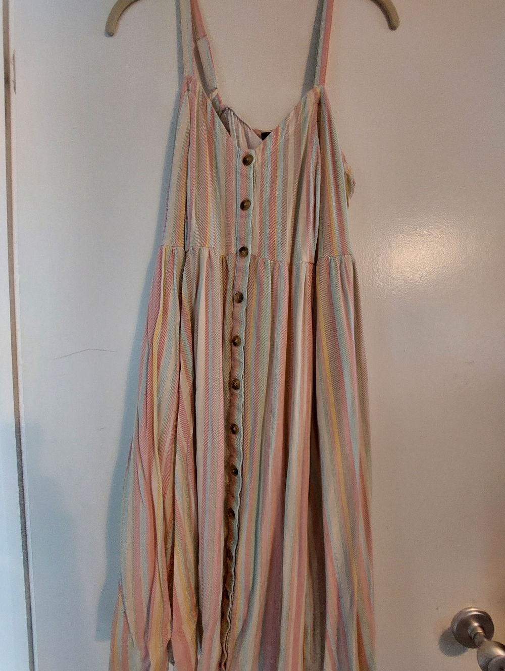 Torrid Pastel Rainbow Striped Mini Dress W Lace Up Back Size 0/14